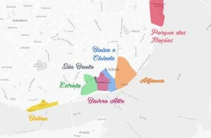 Mapa de las principales regiones de Lisboa Mapa de las principales regiones de Lisboa